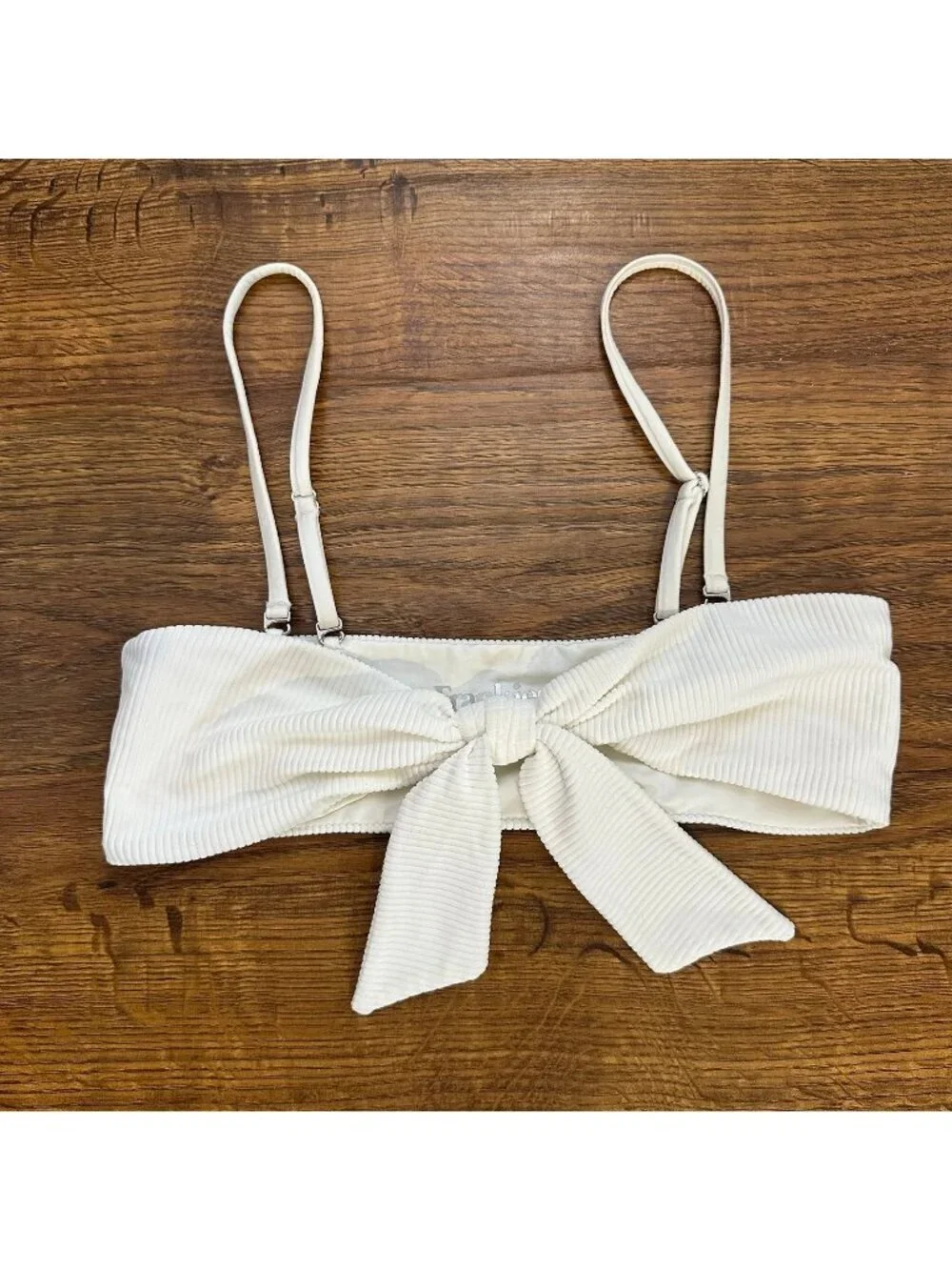 Frankie’s Bikinis ribbed tie front bikini top